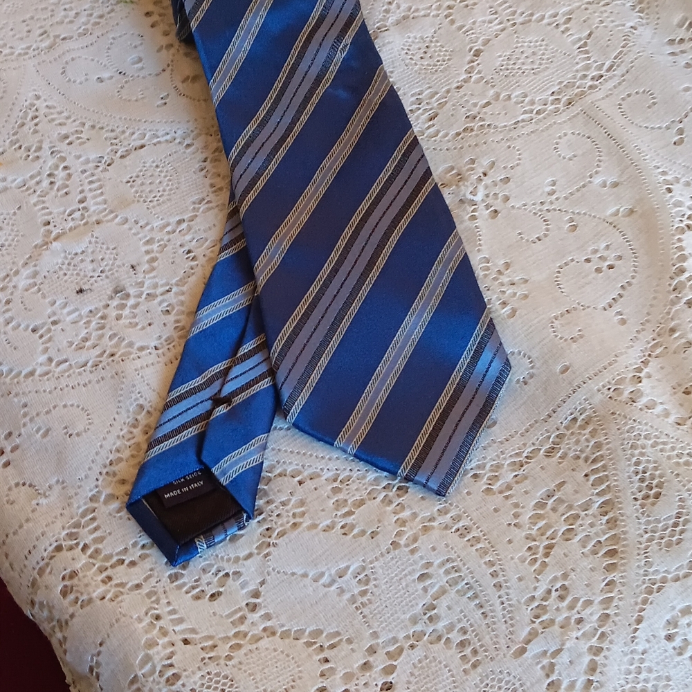 Canali Blue Regimental Striped Pattern 100% Silk Made in Italy
